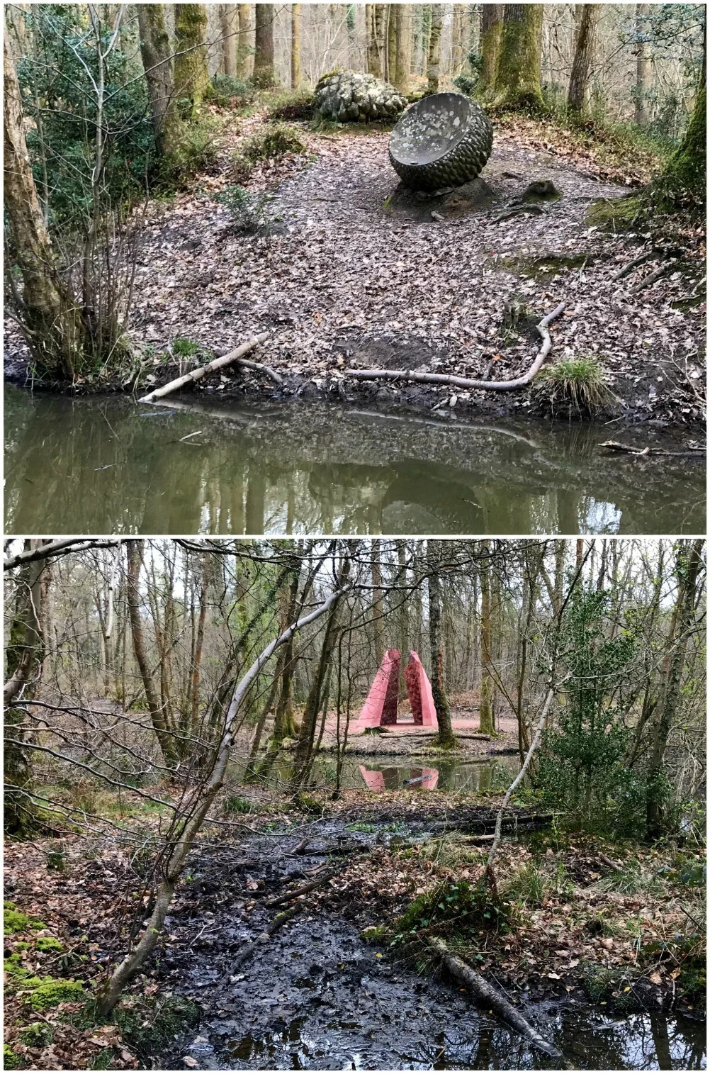 Walks in the forest of Dean - Forest of Dean Sculpture trail - Cone and Vessel by Peter Randall