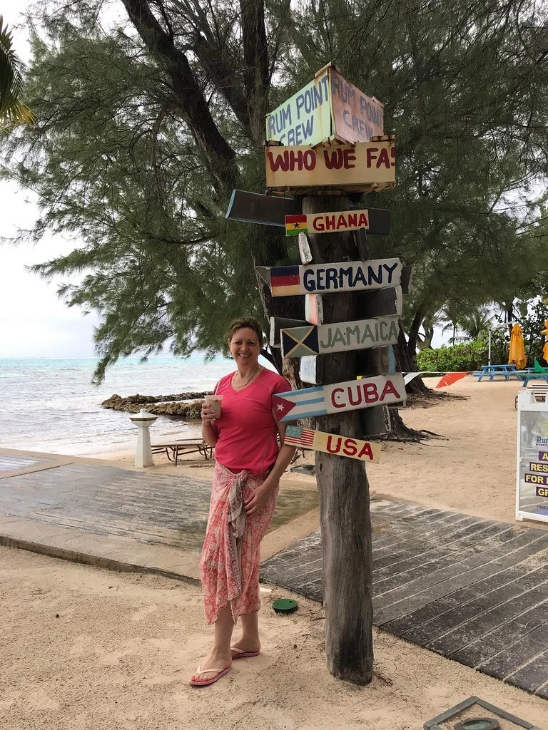 Signpost at Rum Point on Grand Cayman, Cayman Islands Photo Heatheronhertravels.com