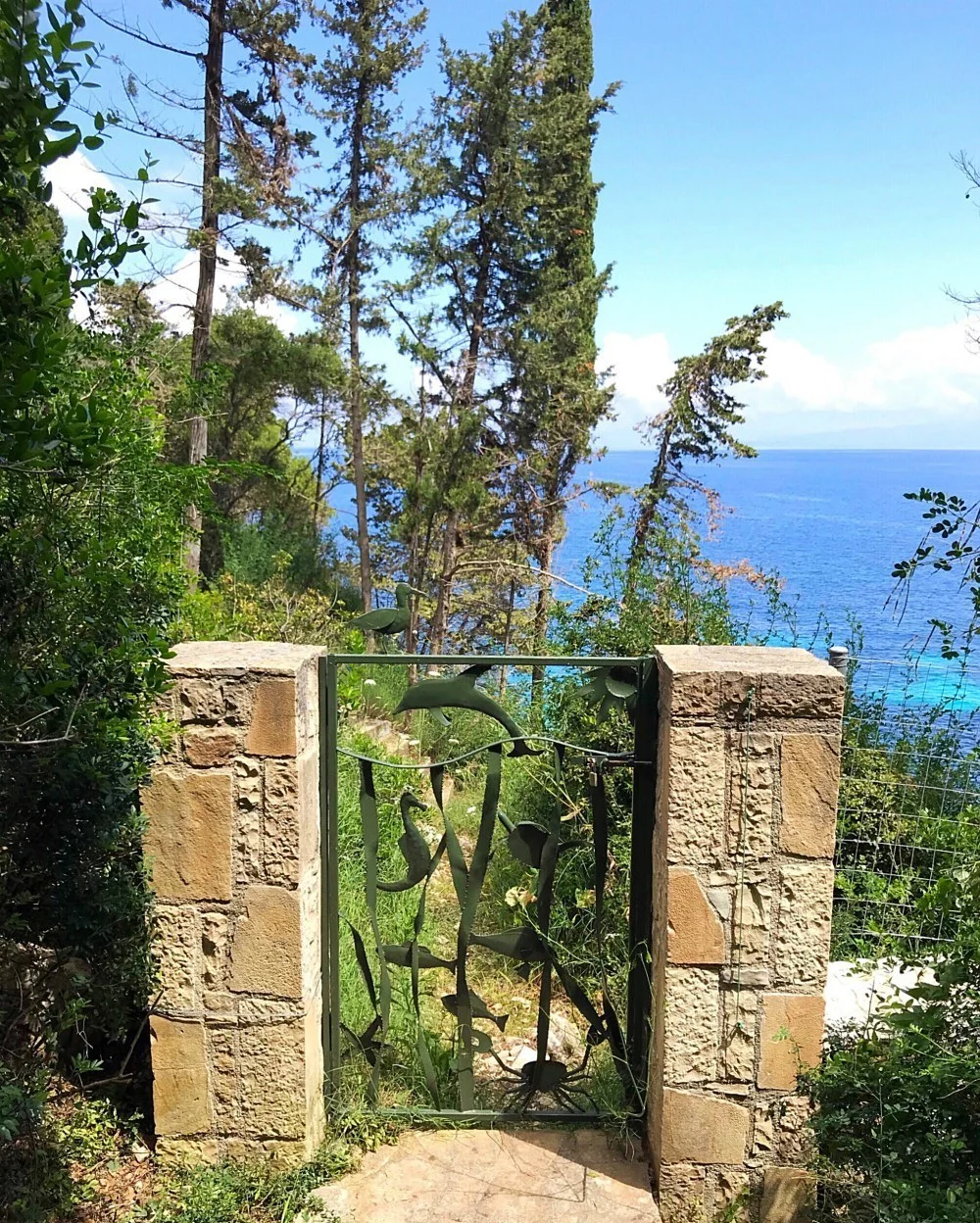 Luxury Paxos Villa Greece - Villa Glaros beach gate Photo Heatheronhertravels