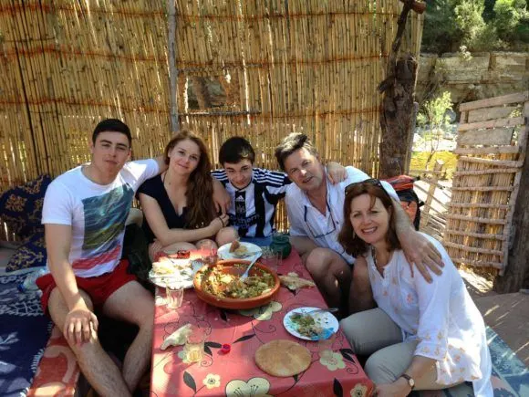 Enjoying our Moroccan tagine at Paradise Valley in Morocco Photo Heatheronhertravels.com