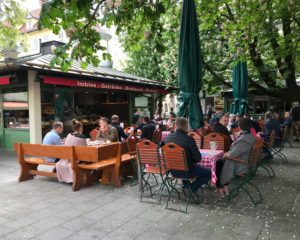 Viktualienmarkt biergarten in Munich, Germany Photo Heatheronhertravels.com