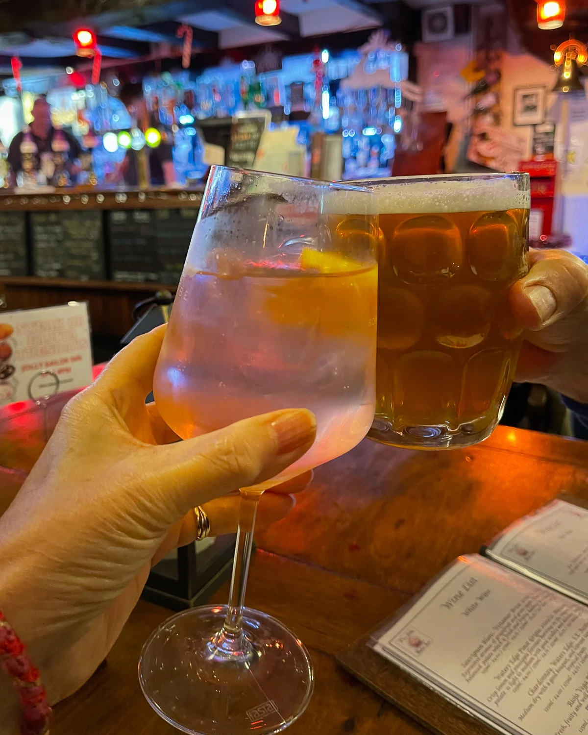 Drinks at the Jolly Sailor in Looe Cornwall Photo Heatheronhertravels.com