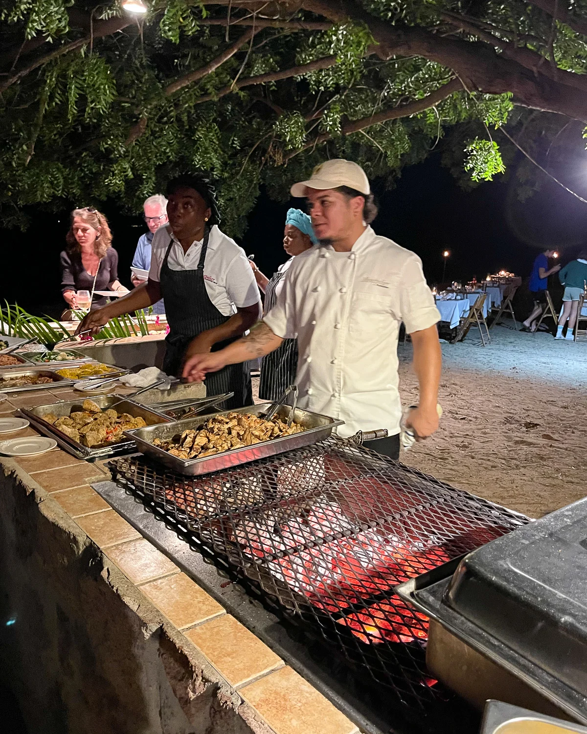 Beach BBQ at Montpelier Plantation and beach in Nevis Photo Heatheronhertravels.com