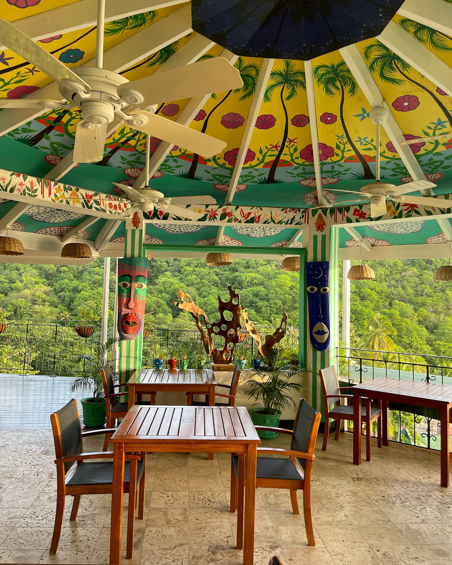 Stefan Schlitter murals in Anse Chastenet restaurant Saint Lucia Photo Heatheronhertravels.com