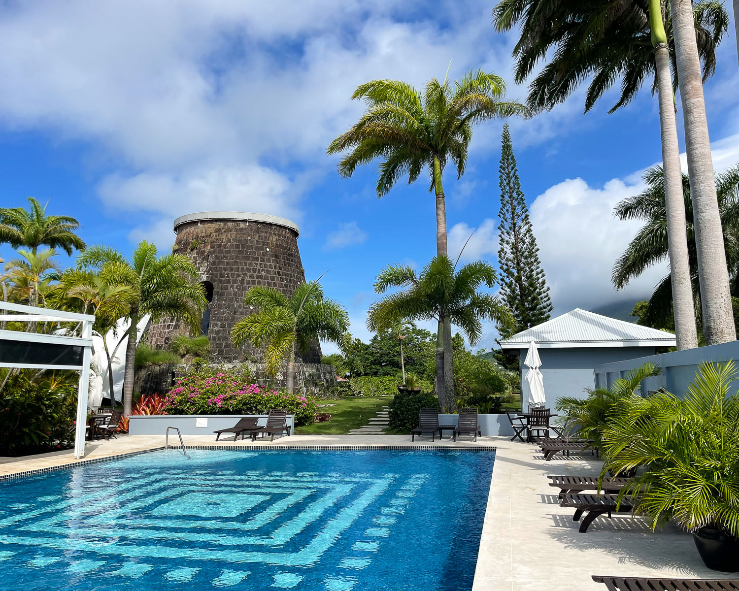 Pool at Montpelier Plantation and beach in Nevis Photo Heatheronhertravels.com