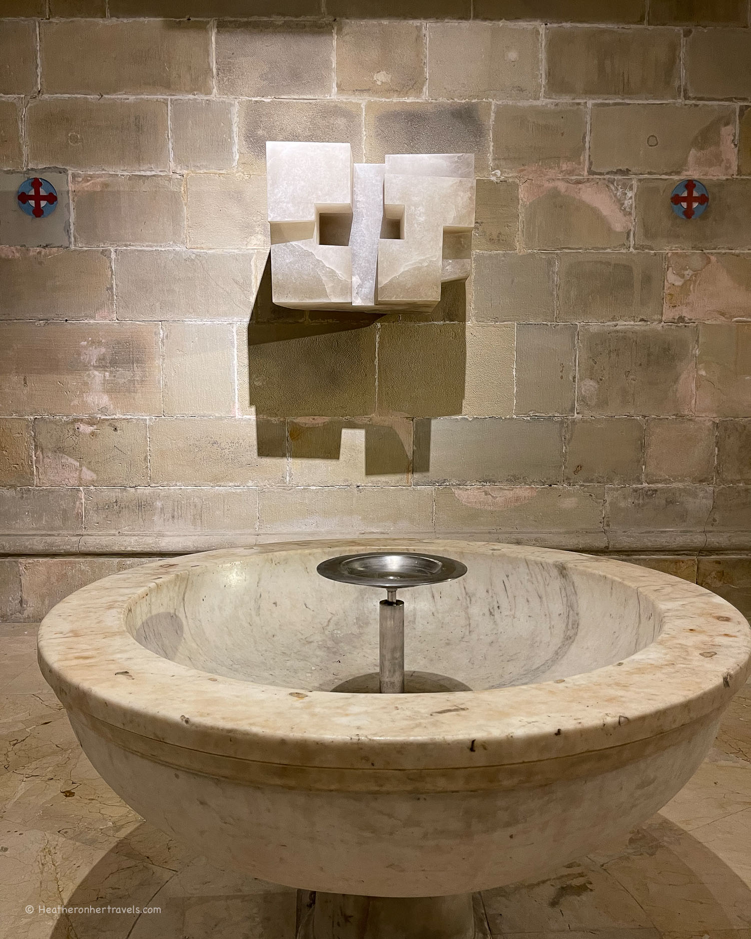 Eduardo Chillida Basilica of Santa María del Coro - Alabaster cross sculpture San Sebastian _ Donostia Basque Spain © Heatheronhertravels.com