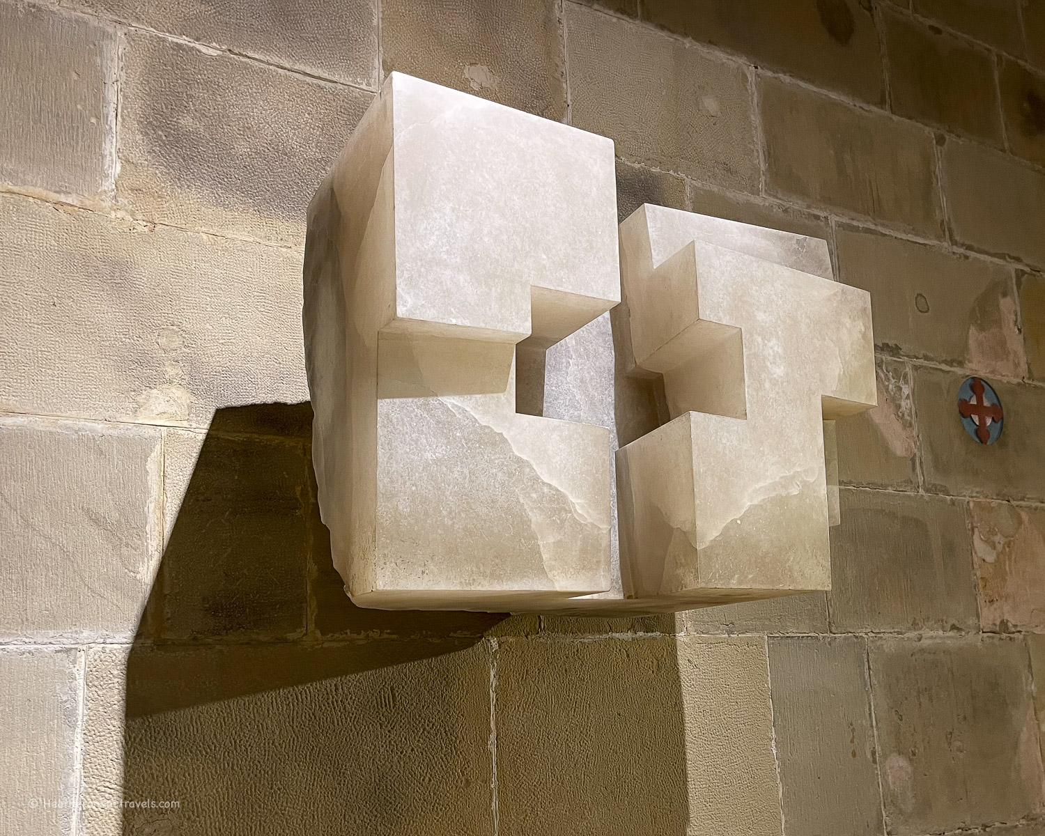 Eduardo Chillida Basilica of Santa María del Coro - Alabaster cross sculpture San Sebastian _ Donostia Basque Spain © Heatheronhertravels.com