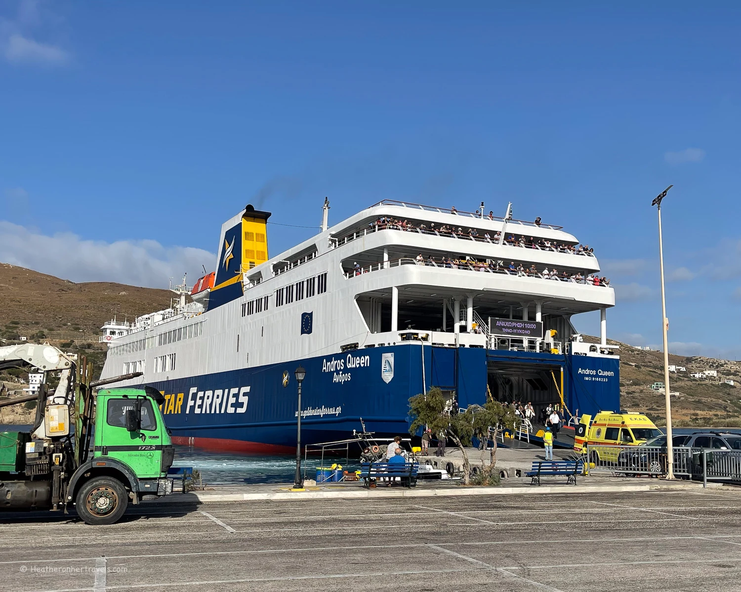 Ferry at Gavrio Port Andros Greece Photo Heatheronhertravels.com