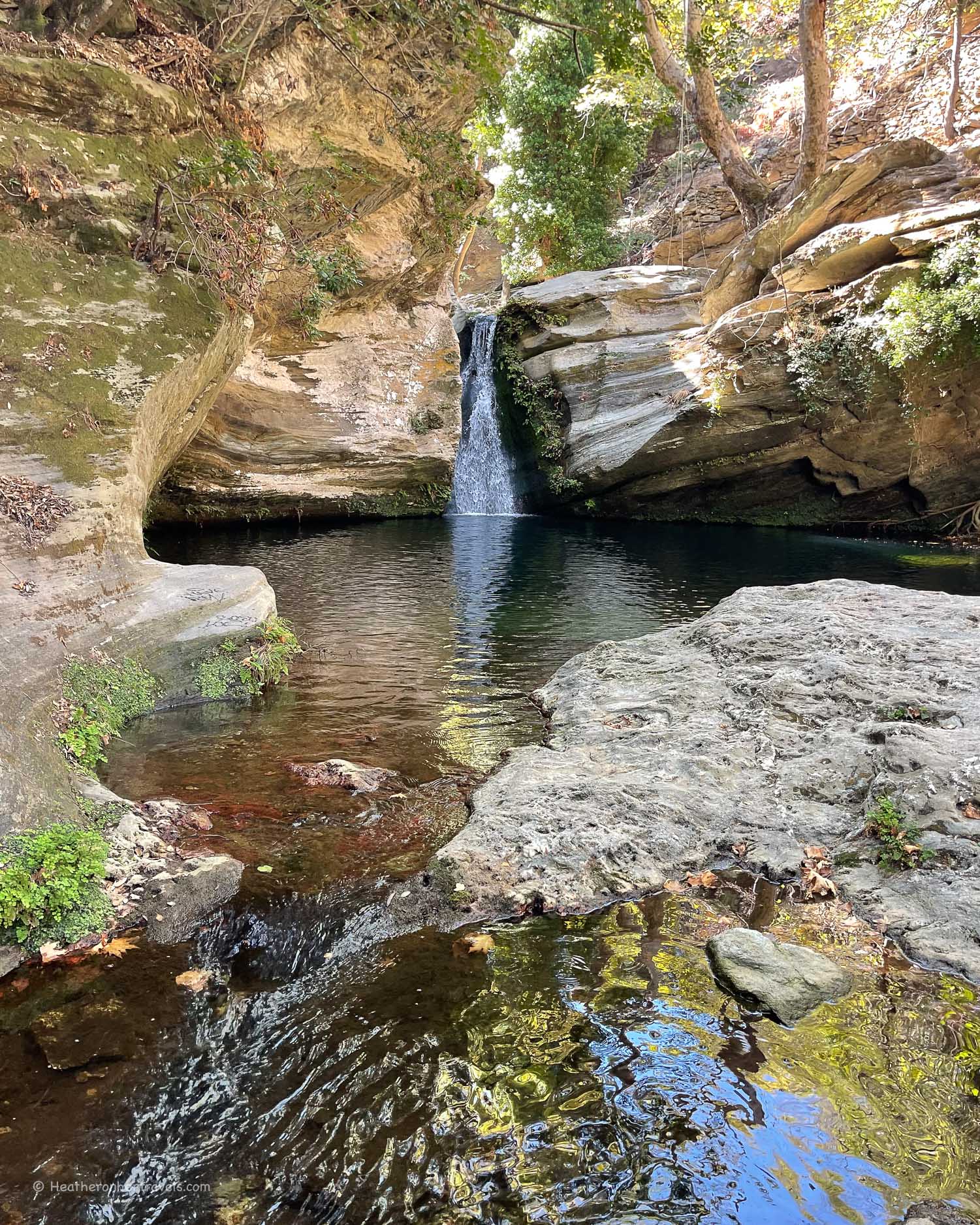 Gerolimni waterfall - Achla river - Hiking in Andros Greece Photo © Heatheronhertravels.com