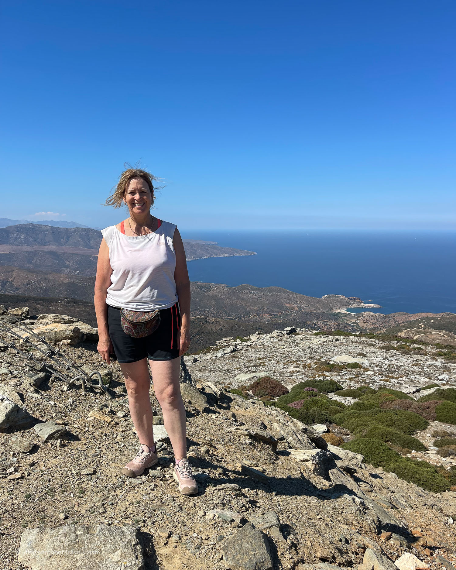 Near Vourkoti - view to Achla beach - Hiking in Andros Greece Photo © Heatheronhertravels.com