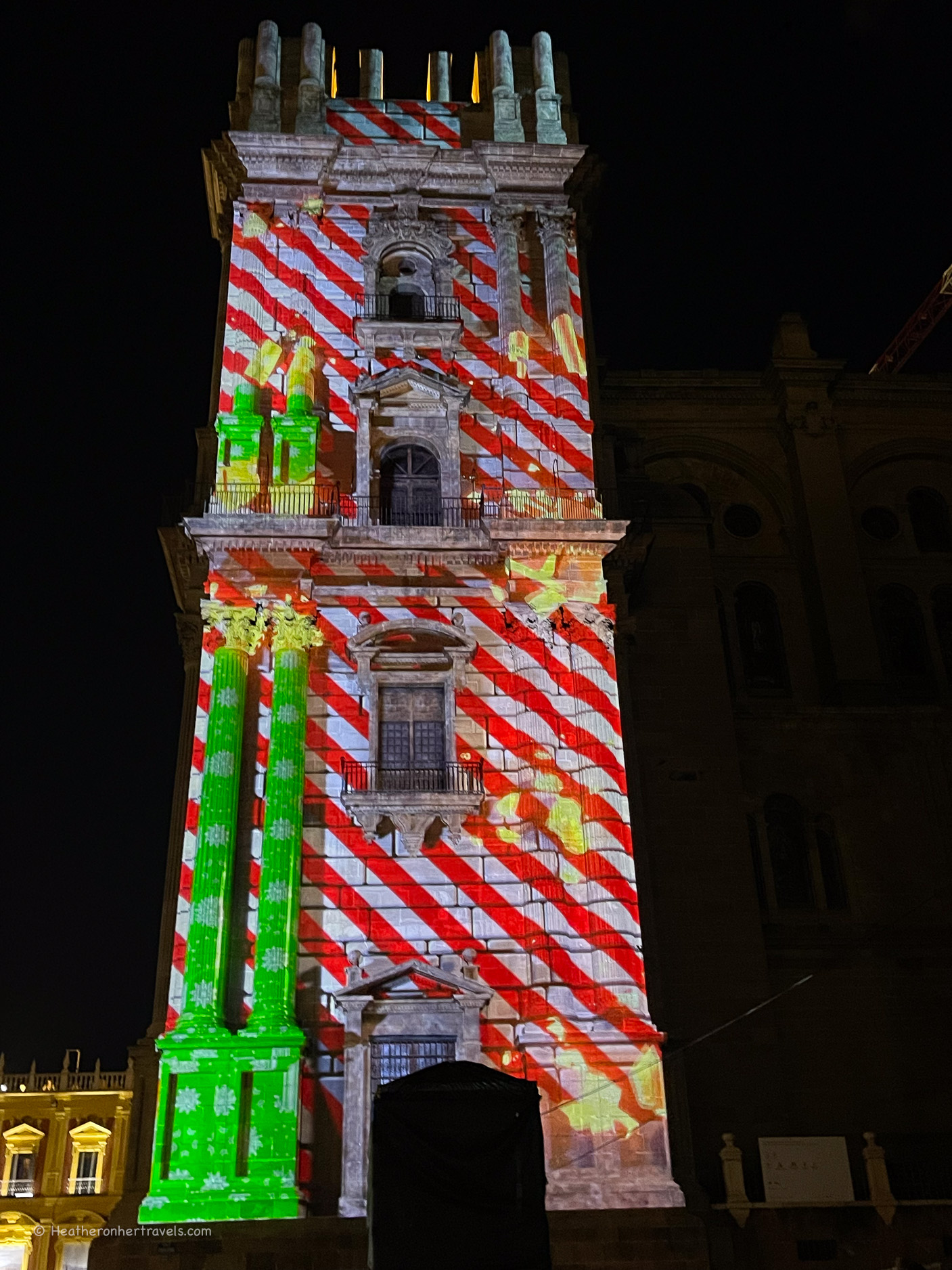 Light show Malaga Cathedral Spain © Heatheronhertravels.com