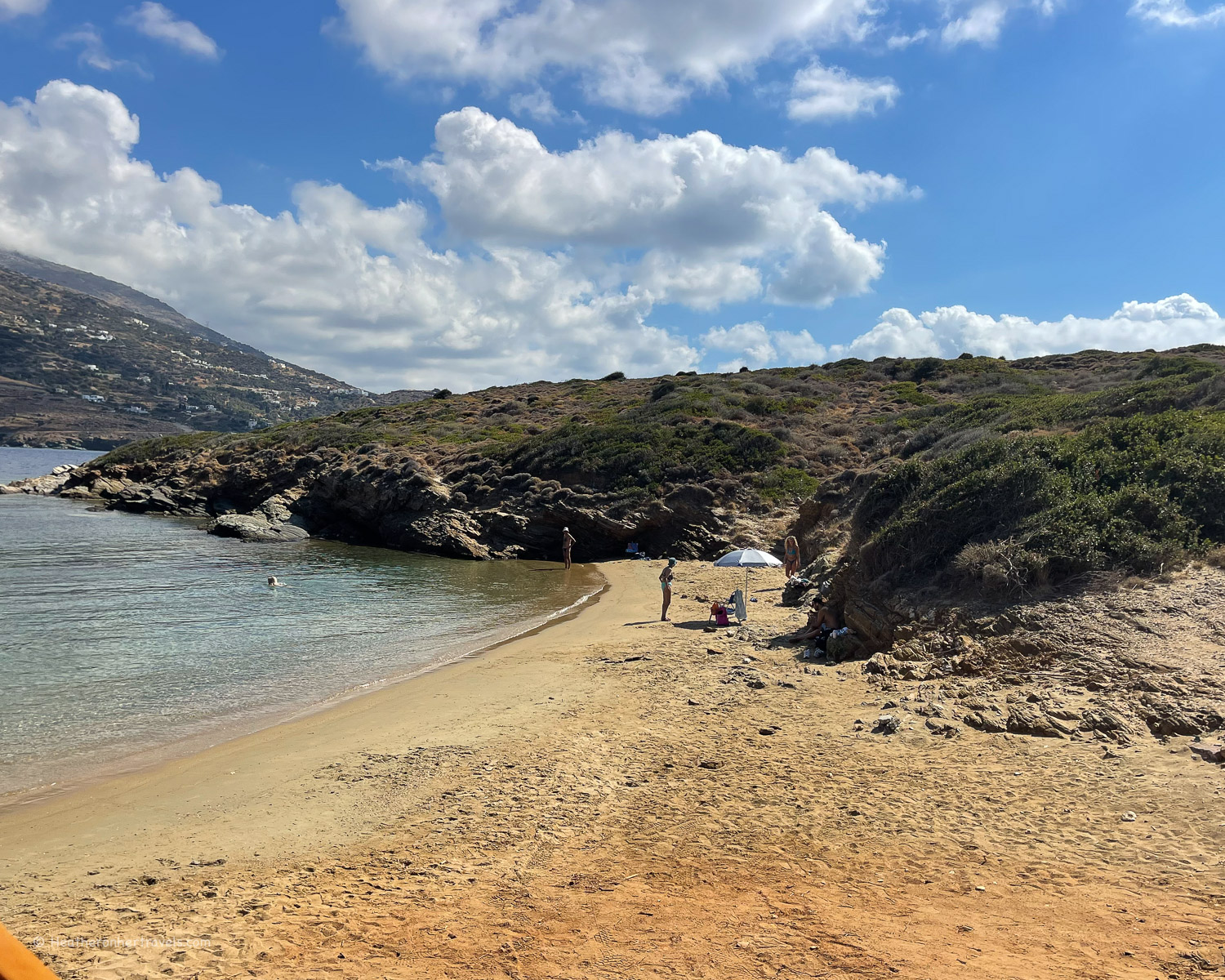 Kolona Beach Batsi Andros Greece © Heatheronhertravels.com