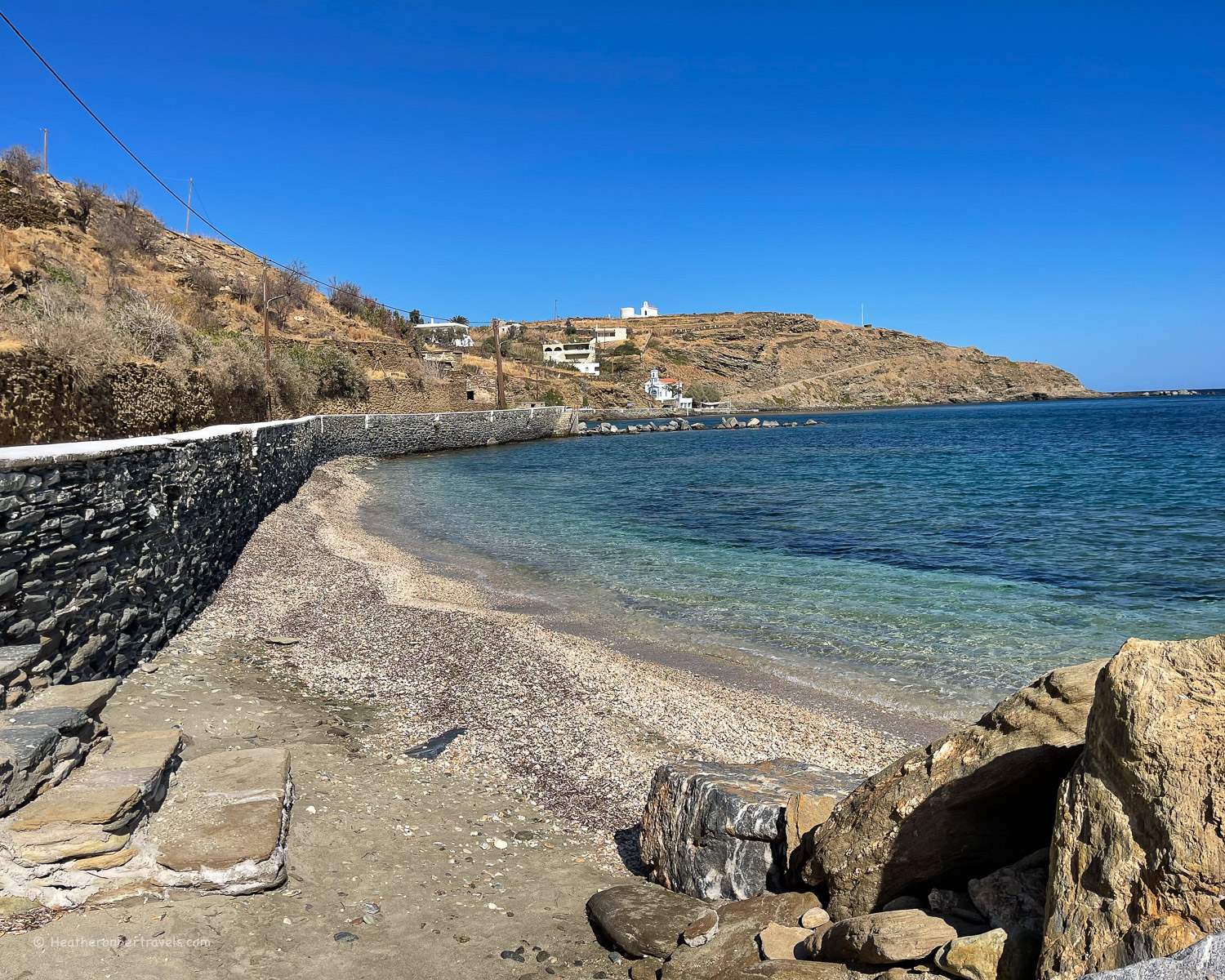 Vintsi beach Korthi Andros Greece © Heatheronhertravels.com